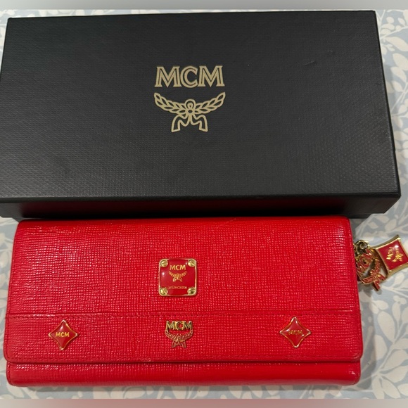 MCM Handbags - EUC MCM Leather Long Wallet with Charms, MCM Box Included